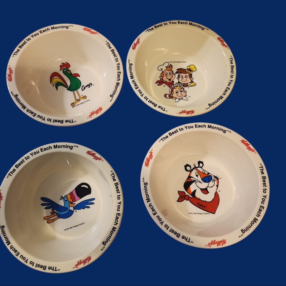 Set Of 4 1995 Vintage Kellogg's Character Cereal Bowls Set EUC
